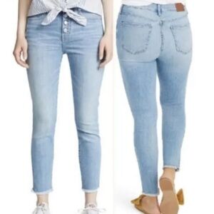 Madewell‎ 9" High Rise Skinny crop Women’s Size 27 Button Fly Jeans Raw Hem
